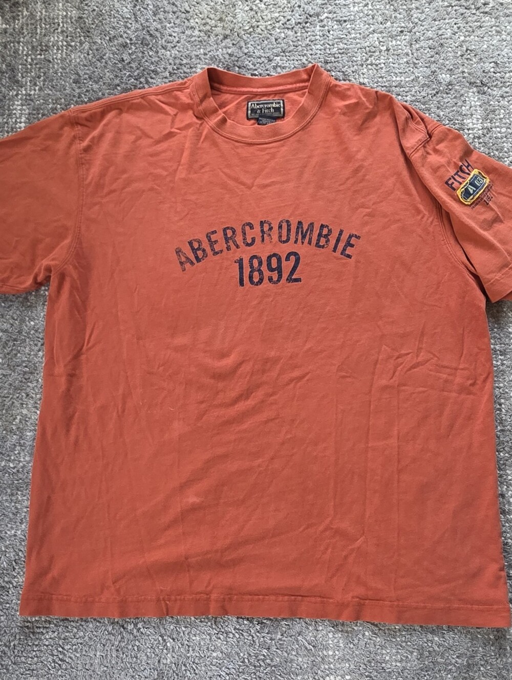 Vintage Y2K Abercrombie & Fitch 1892 Graphic T Shirt Mens XL Orange Logo Tee